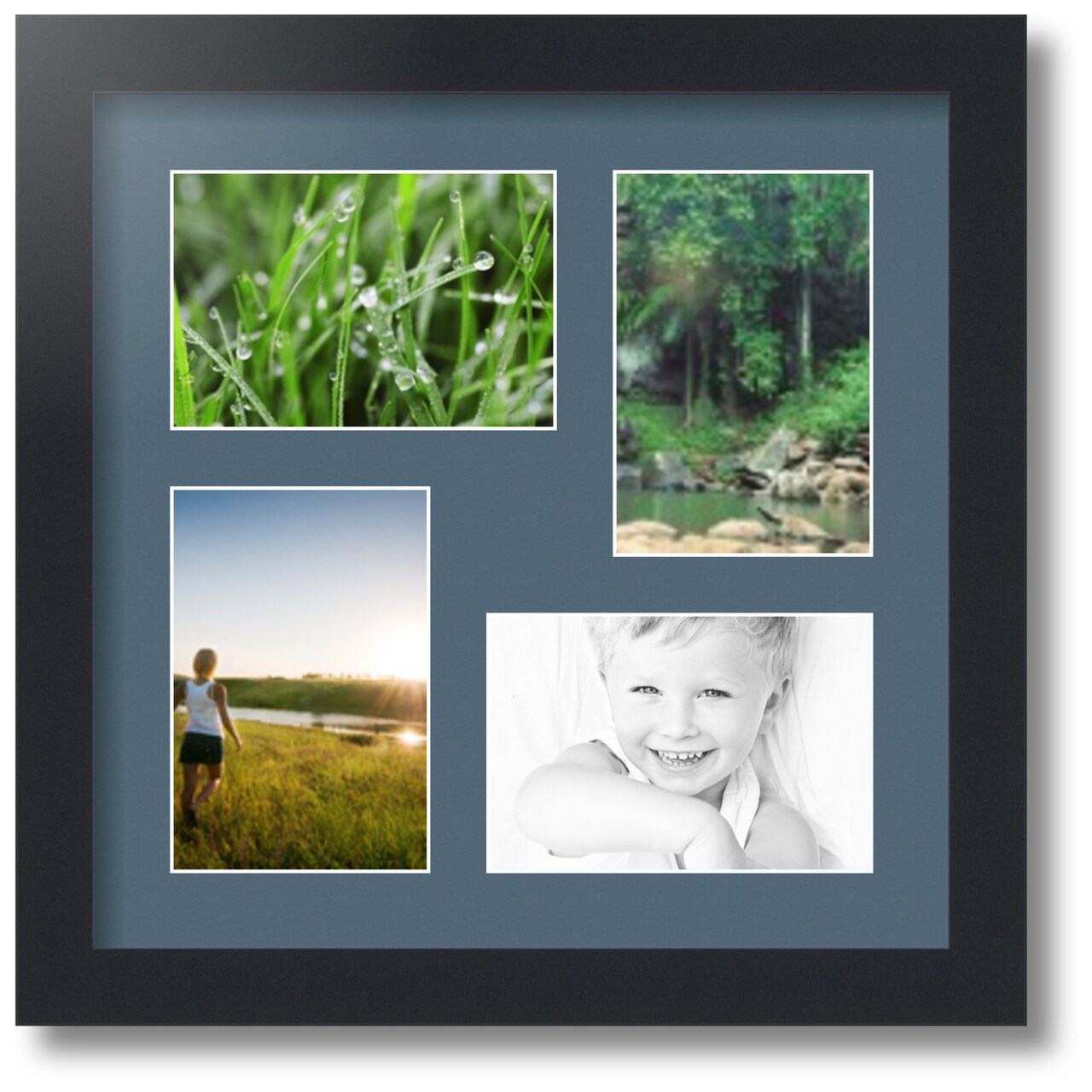 ArtToFrames Collage Photo Picture Frame with 4 - 4x6 inch Openings, Framed in Black with Over 62 Mat Color Options and Regular Glass (CSM-3926-178)